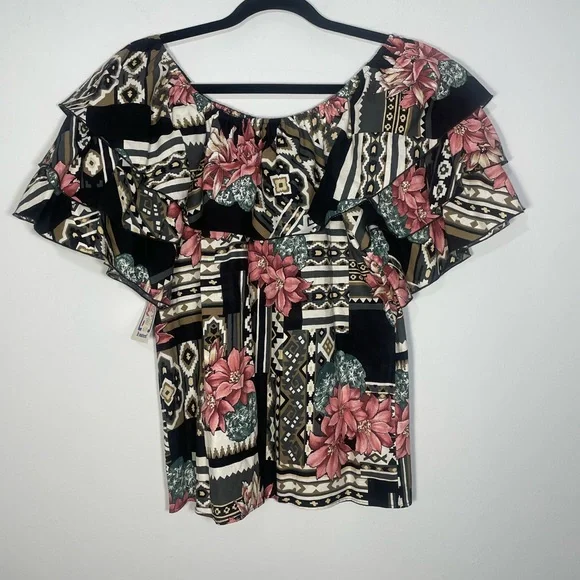 Back at the ranch printed off shoulder blouse - Picture 8 of 10